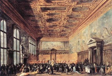 Audience accordée par le Doge école vénitienne Francesco Guardi Peinture à l'huile